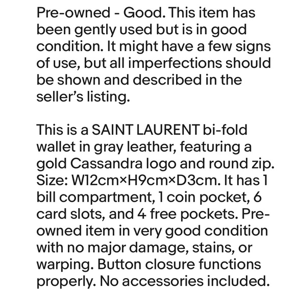 Yves Saint Laurent Gray Wallet with Gold Logo - Picture 13 of 13